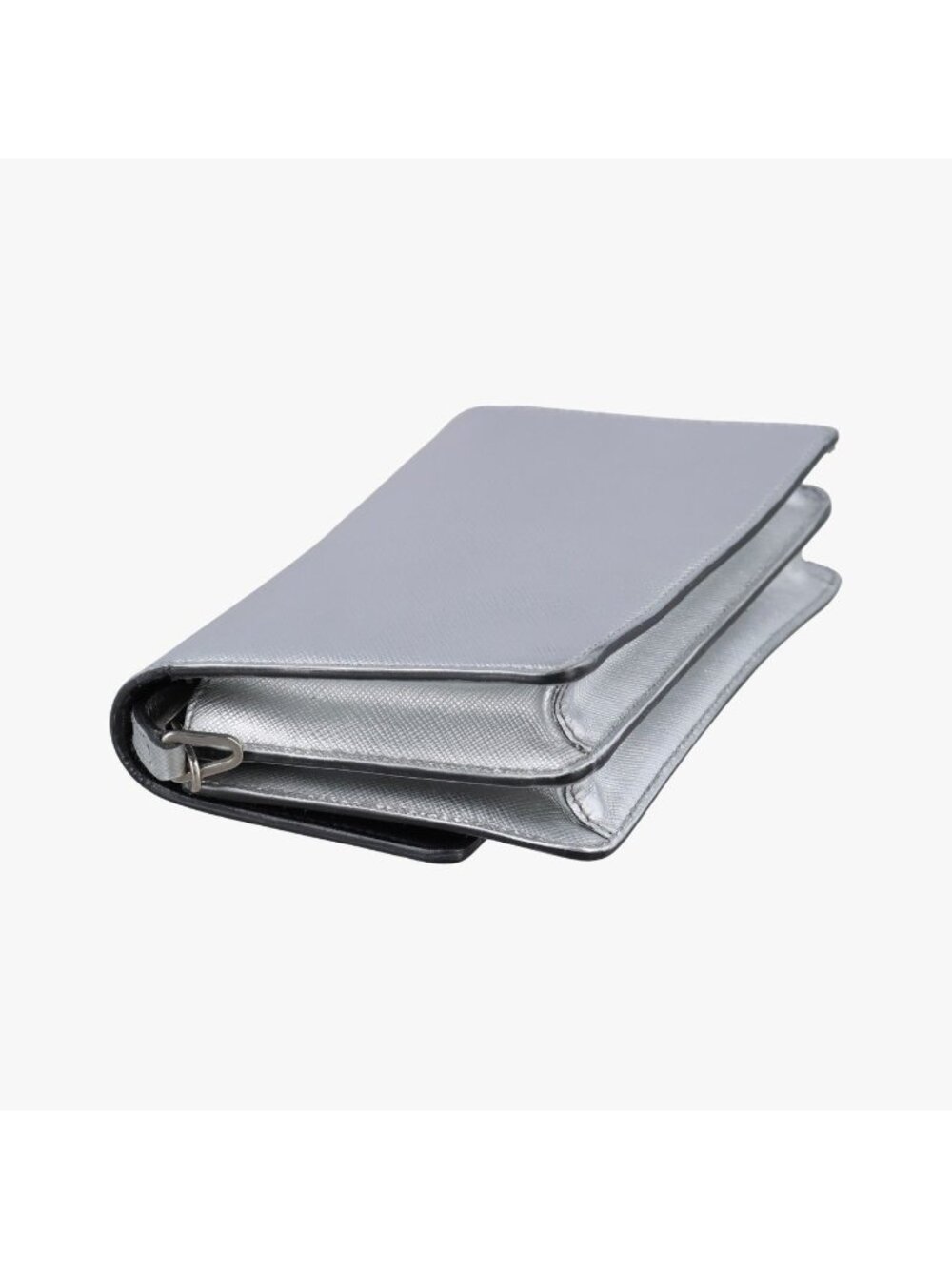 ★SOLD★ Prada Logo Chain Silver Saffiano Leather Bag - Picture 7 of 15